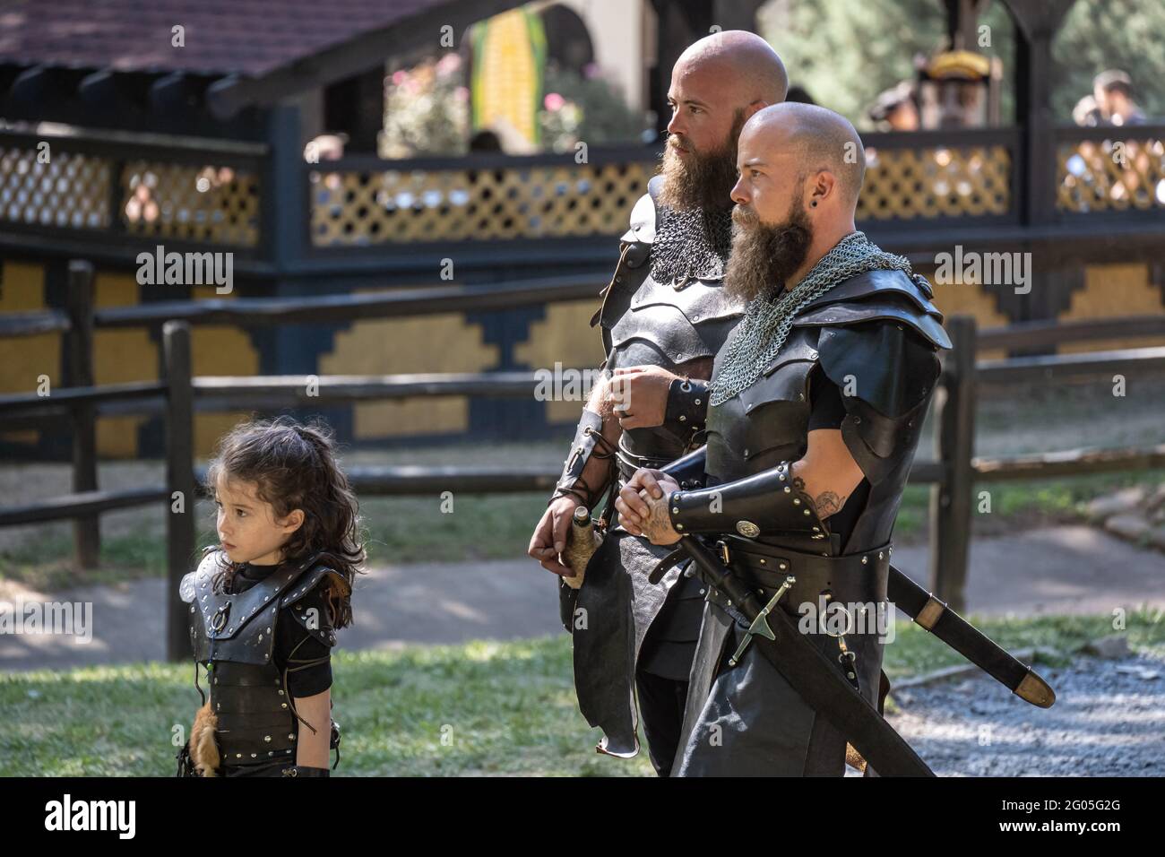 Visitors to the Georgia Renaissance Festival in period costumes. (USA) Stock Photo