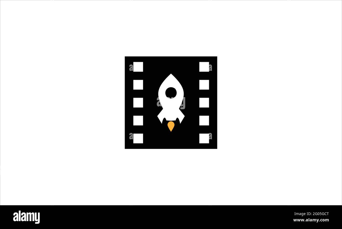 Rocket film logo icon design illustration vector template Stock Vector