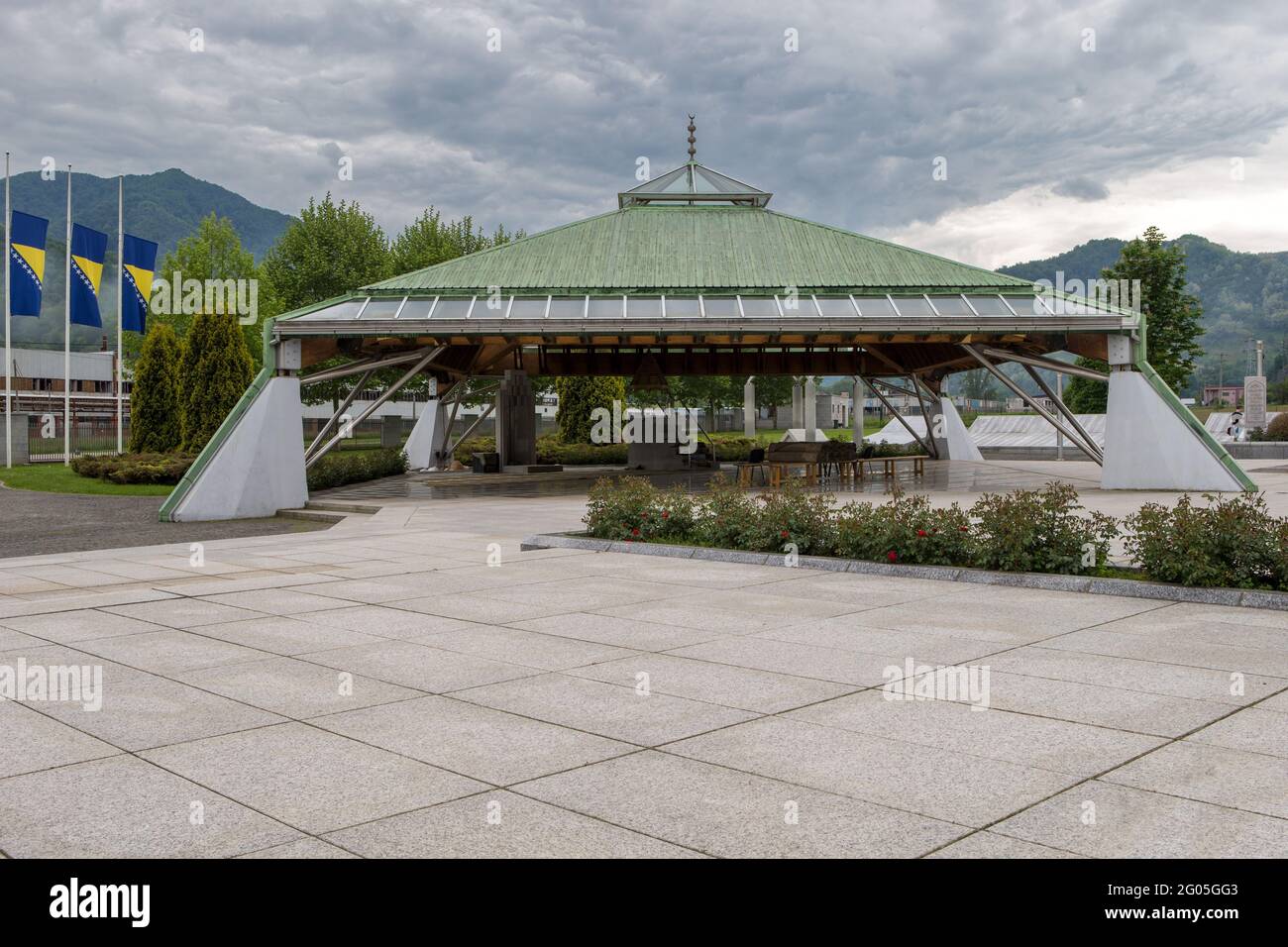 Ceremonial hall, The Srebrenica-Potočari, Memorial and Cemetery for the Victims of the 1995 Genocide, Srebrenica Genocide Museum - the failure of the Stock Photo