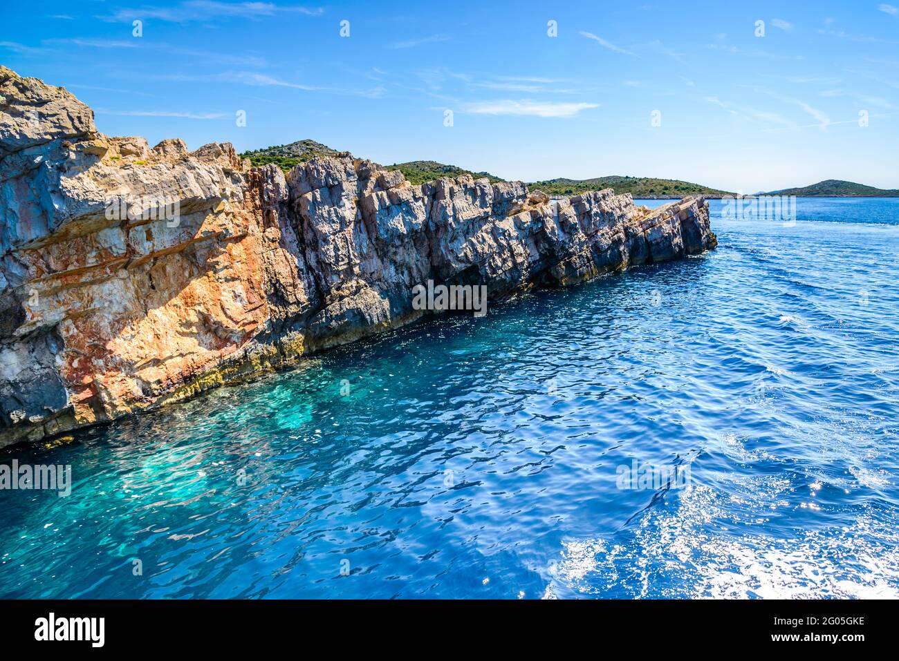 Beautiful landscape of Mediterranean Sea, rocks and islands in the