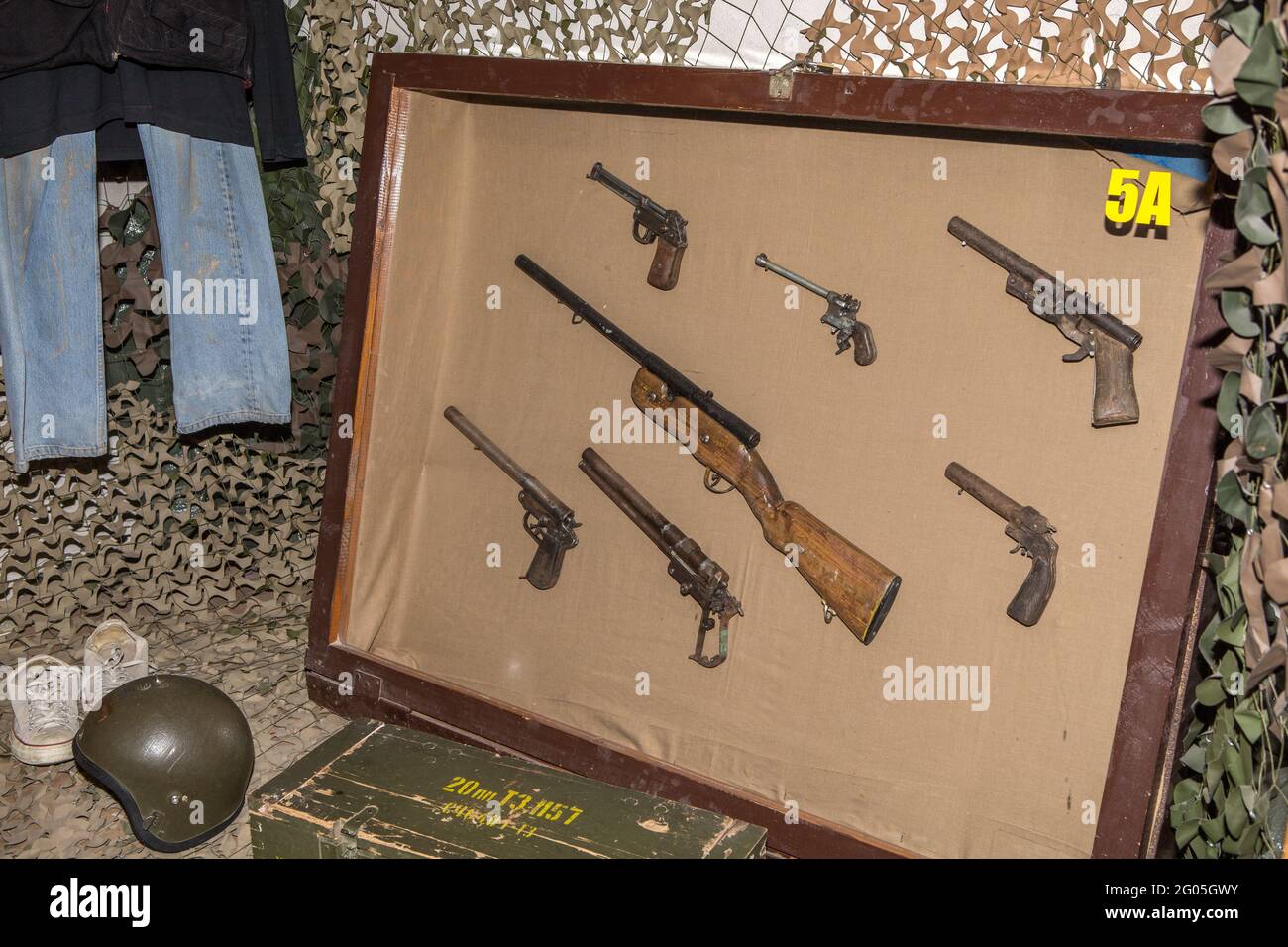 Weapons used during seige of Sarajevo 1994,Sarajevo Tunnel akaTunel spasa = Tunnel of rescue  or Tunnel of Hope, Sarajevo, Bosnia, Bosnia and Herzegov Stock Photo