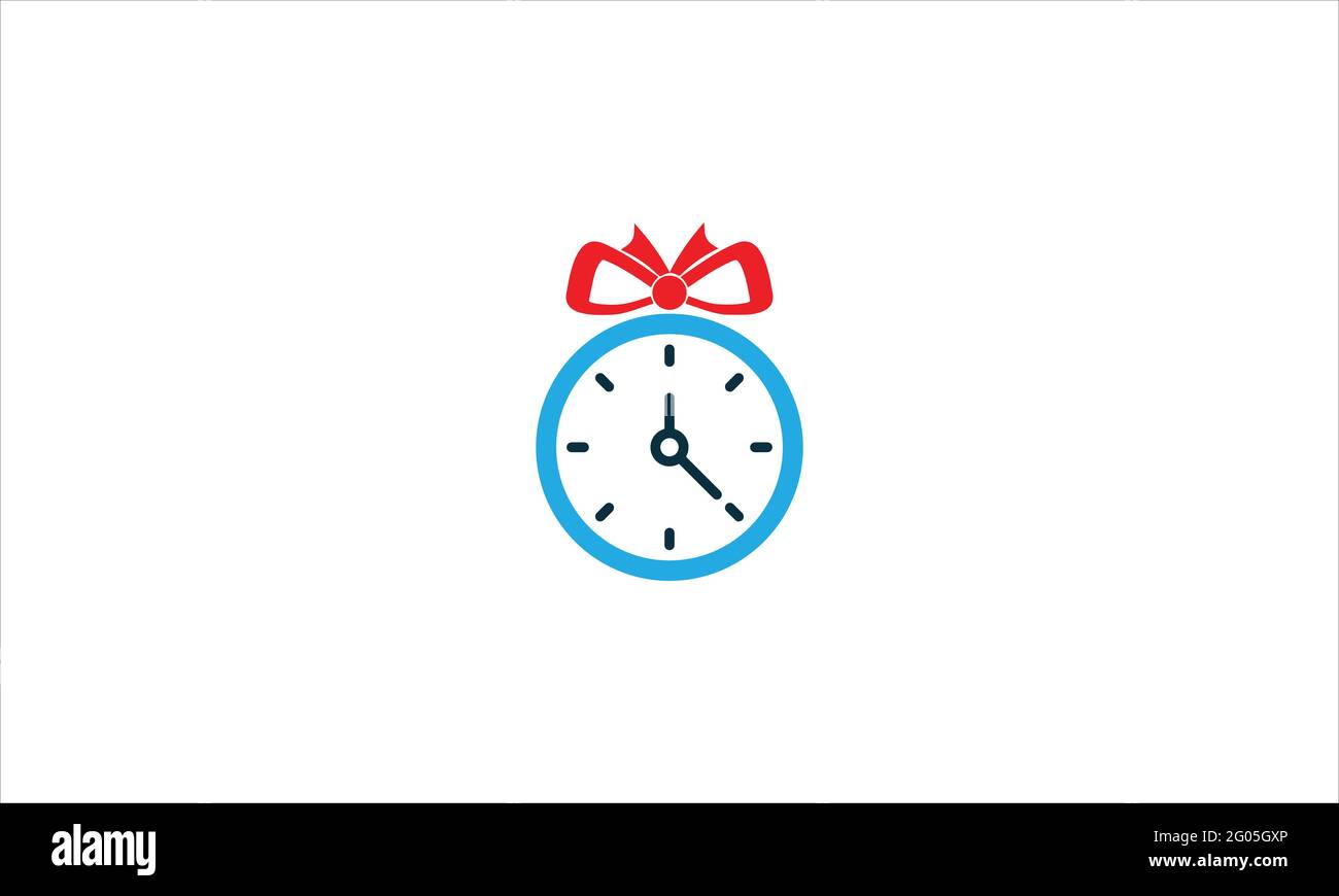 Gift Time Icon Logo Design Element illustration vector template Stock Vector