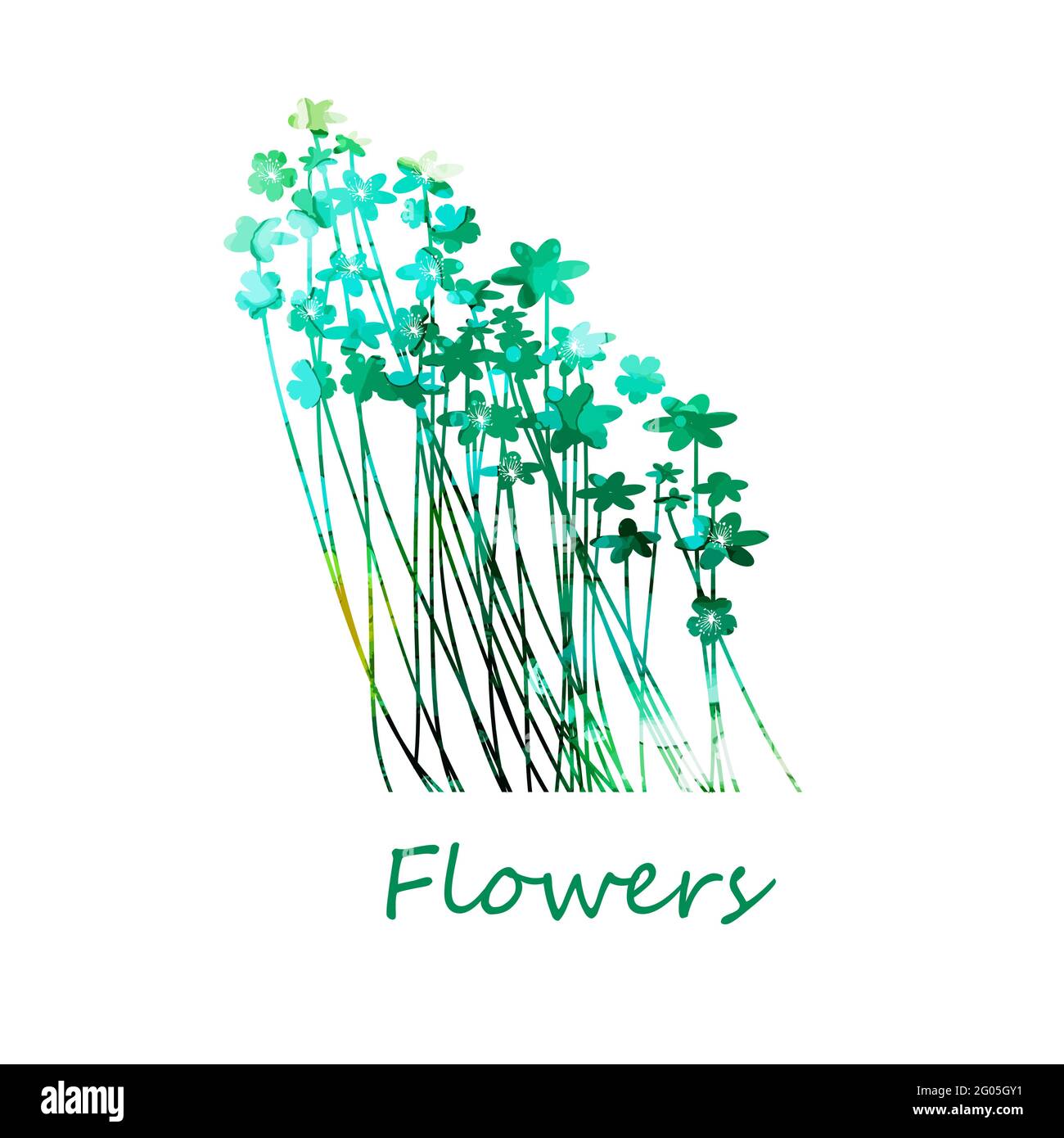 The background is a postcard with small and multicolored flowers. Vector Stock Vector