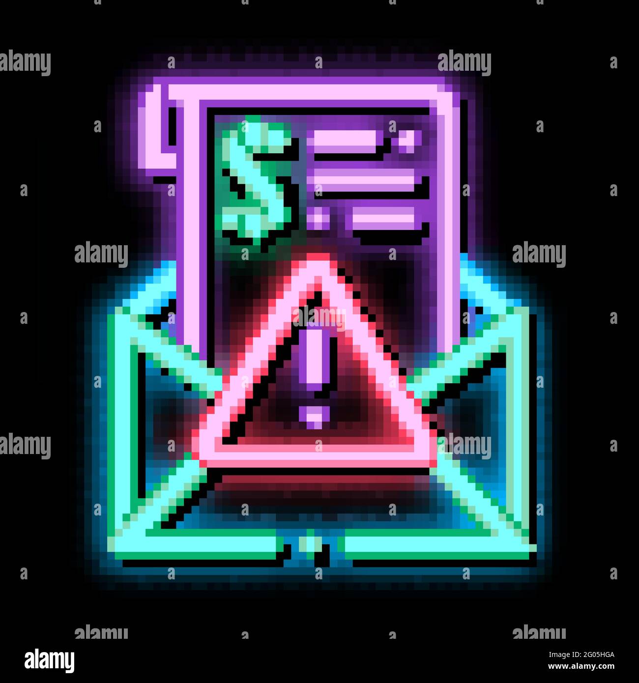 Fake Money Criminal Liability Warning neon glow icon illustration Stock