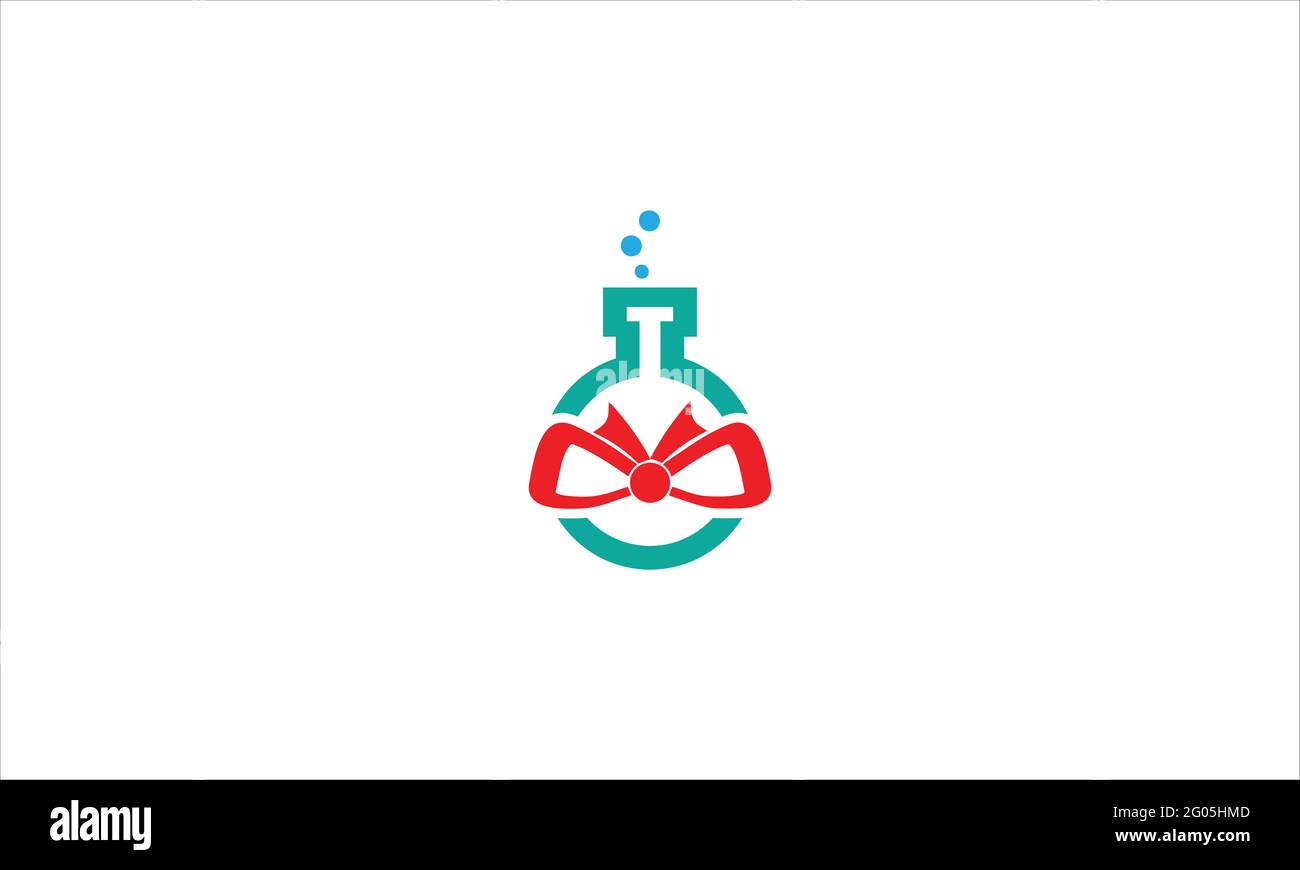 lab Flask Gift icon Logo design vector illustration template Stock