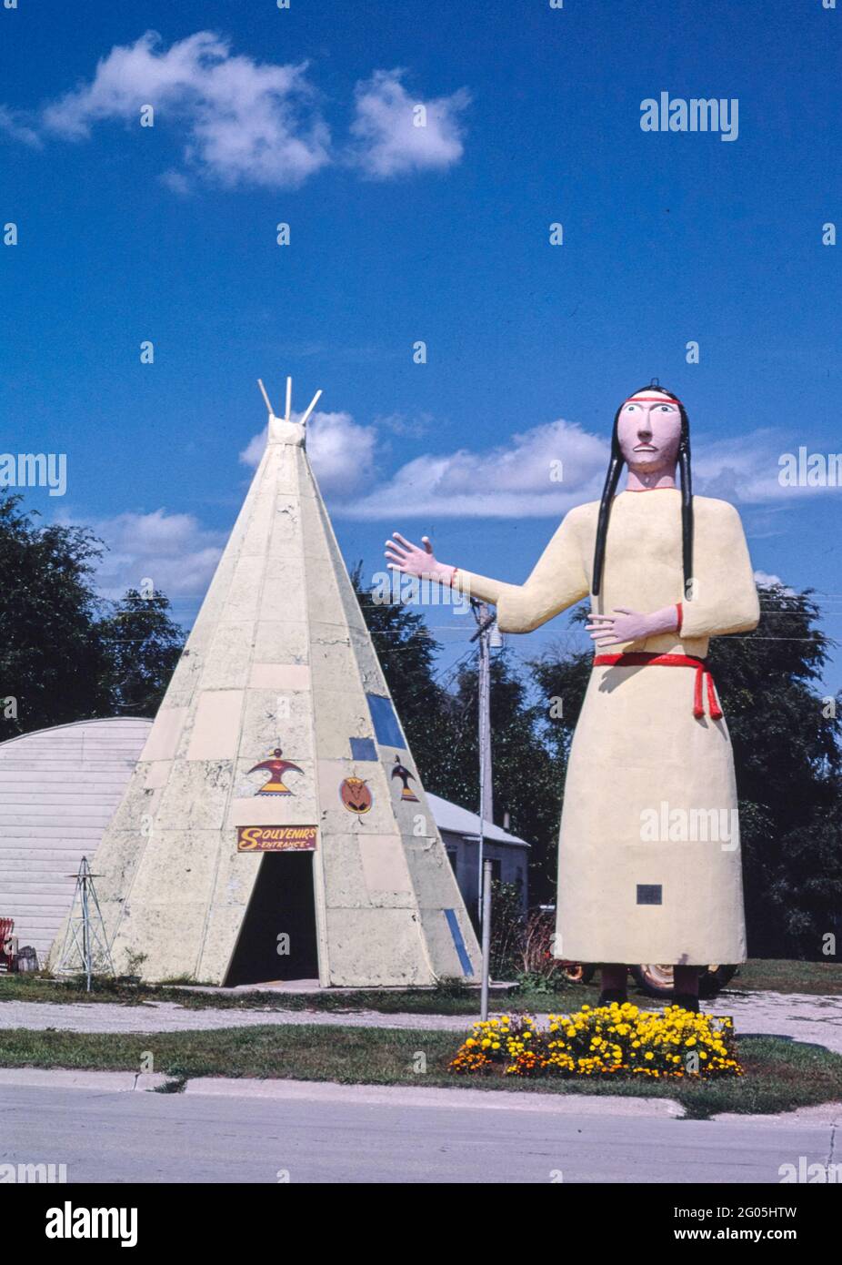 1980s United States -  Pocahontas Souvenir Stand Vertical, Route 3, Pocahontas, Iowa 1987 Stock Photo