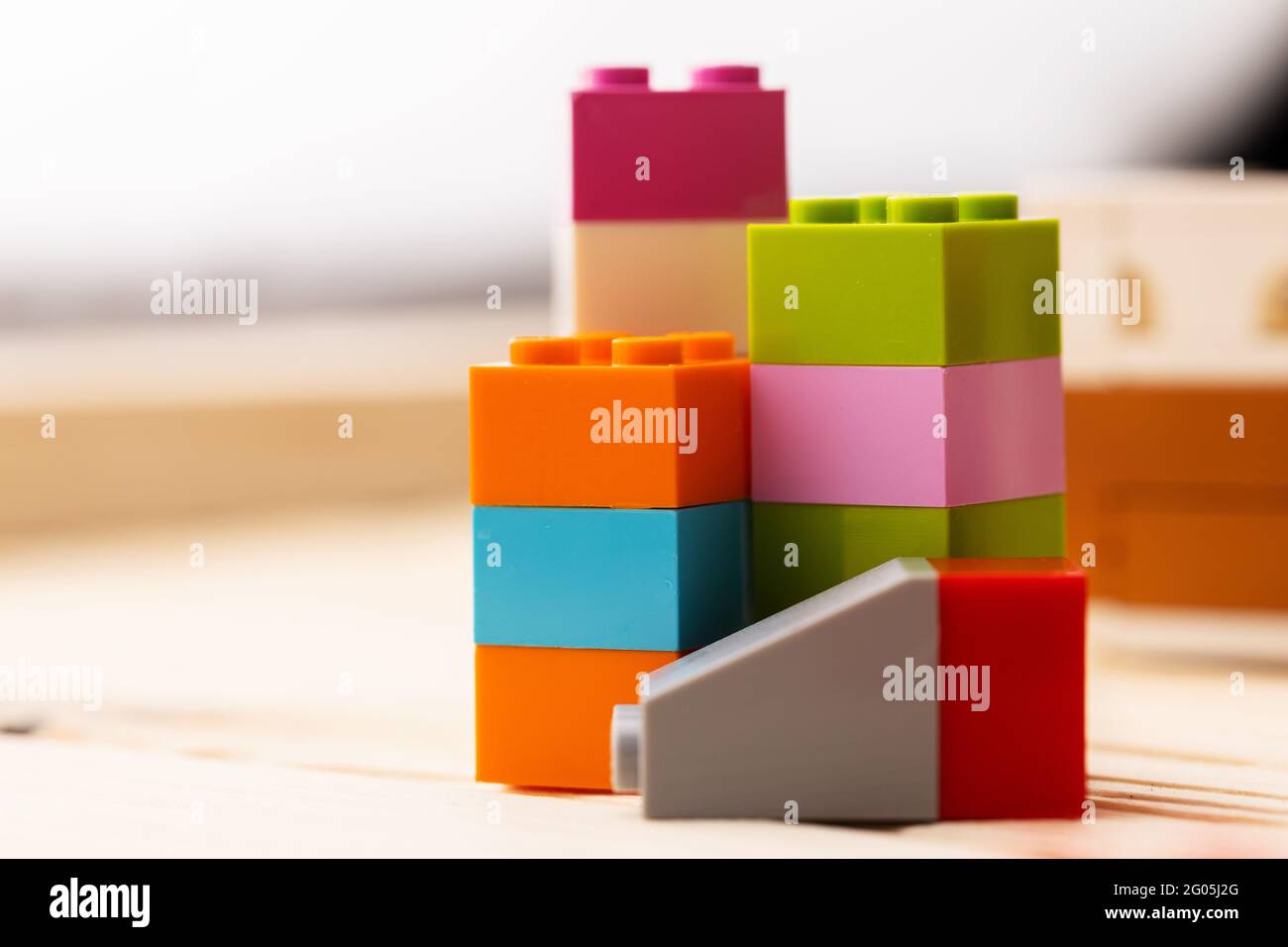 Colorful plastic toy building kit details close up Stock Photo Alamy