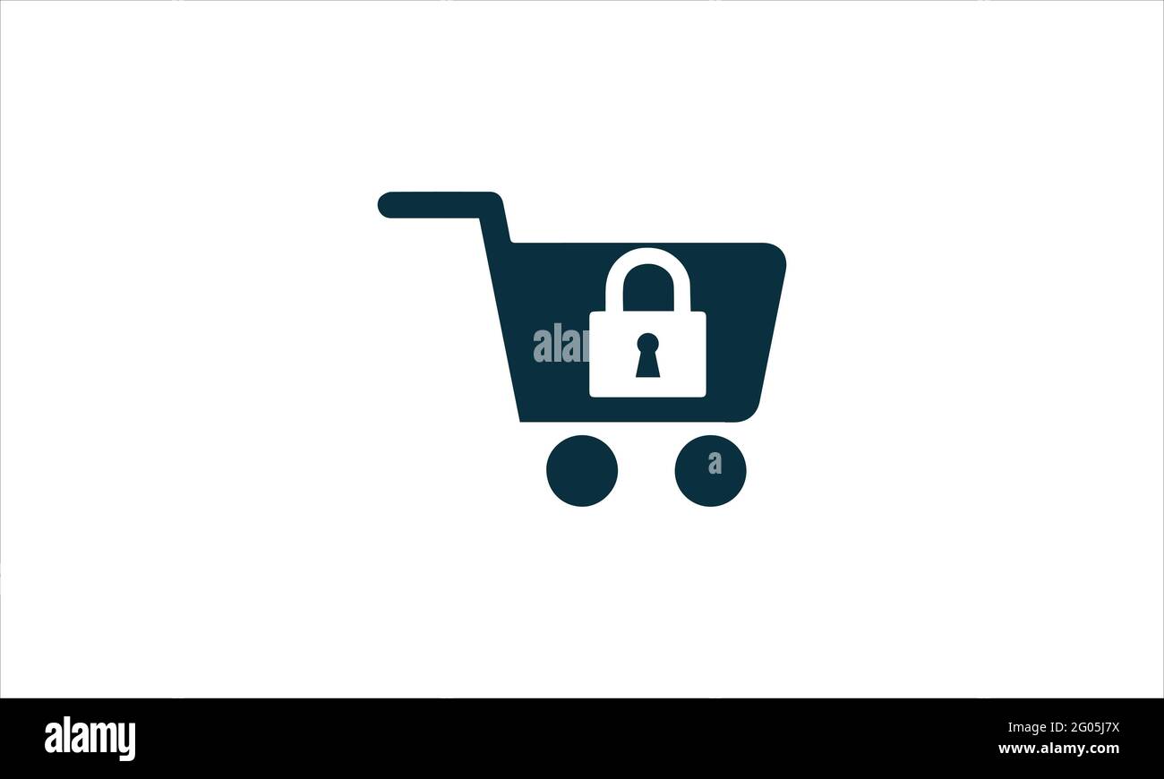 shopping Trolley with padlock icon Logo design vector illustration Stock Vector