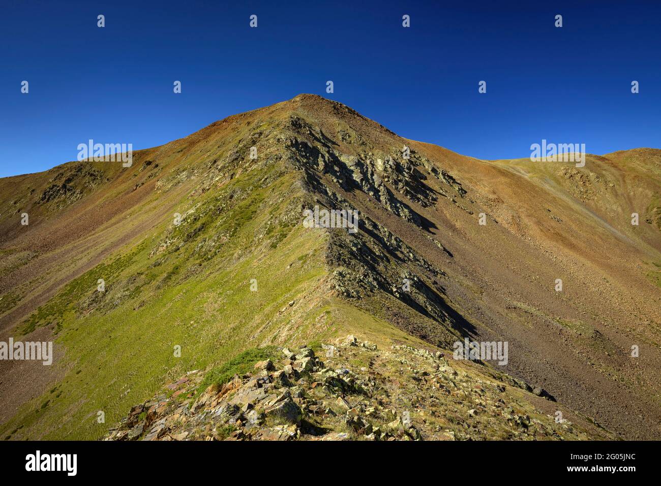 Monturull peak seen from the Coll de Claror mountain pass in summer (Cerdanya, Catalonia, Spain, Pyrenees) Stock Photo