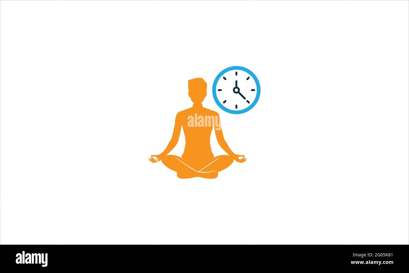 Yoga Time Icon Logo in minimal flat design vector illustration symbol Stock Vector