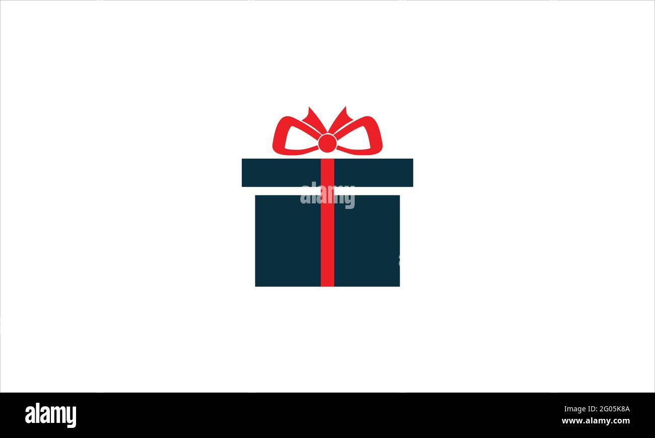 Gift Box icon Logo in minimal flat design illustration symbol Stock Vector
