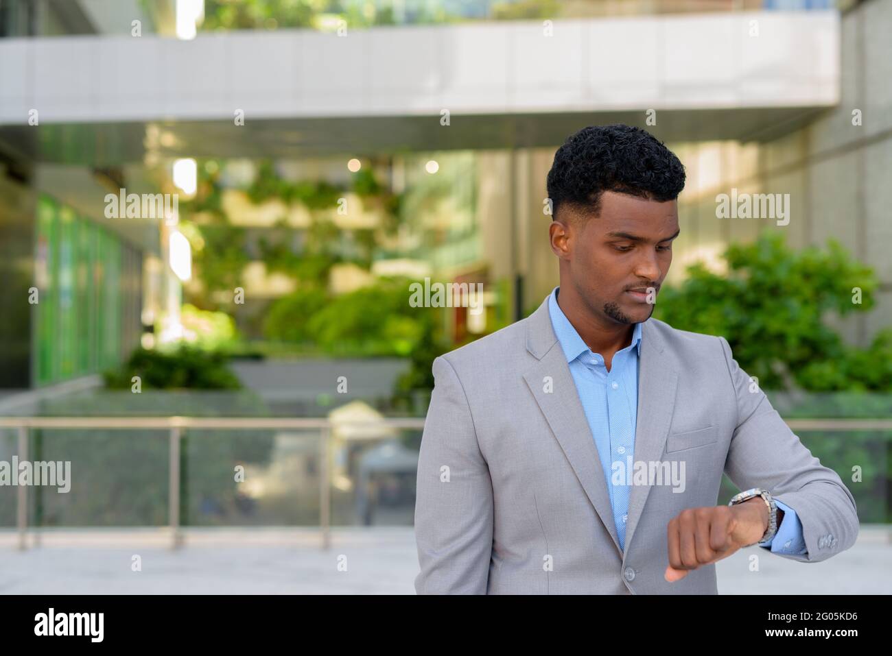 Portrait of handsome young African businessman wearing suit Stock Photo ...
