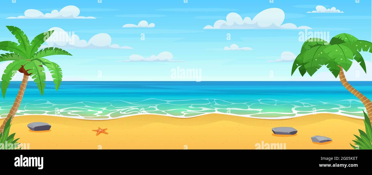 Cartoon summer beach Stock Vector Image & Art Alamy