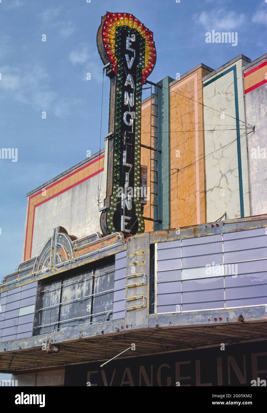 1970s America Evangeline Theater, New Iberia, Louisiana 1979 Stock