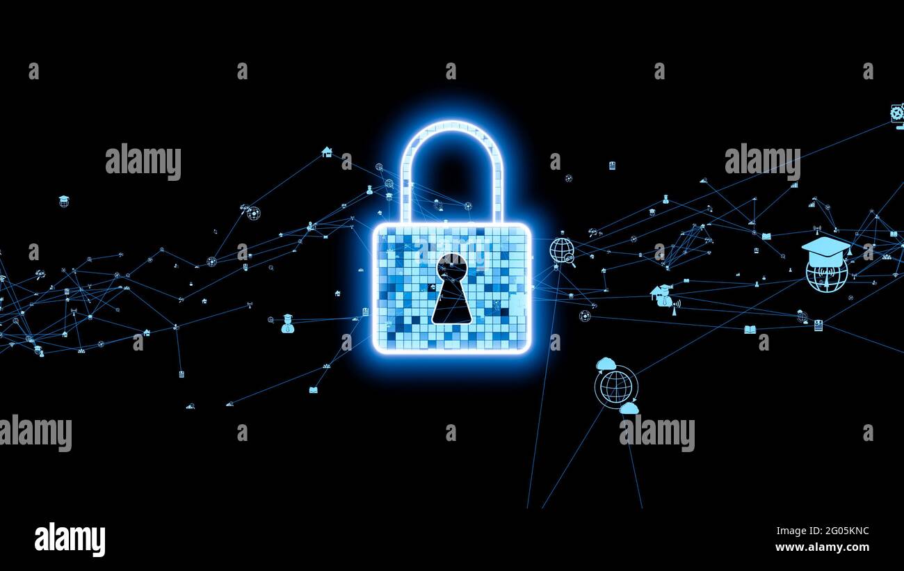 Visionary cyber security encryption technology to protect data privacy . 3D rendering computer graphic . Stock Photo