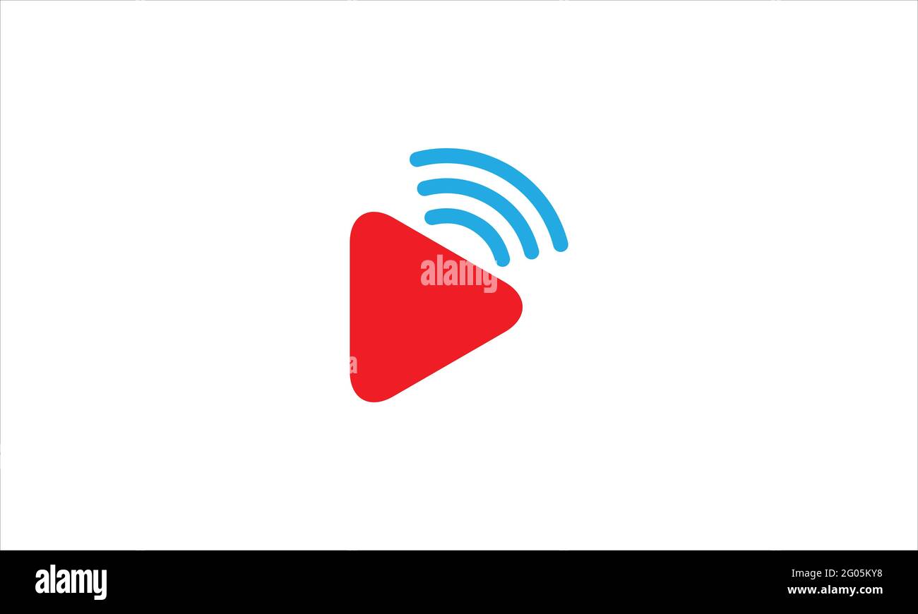 Play Button Signal or live streaming video icon Logo design template Stock Vector