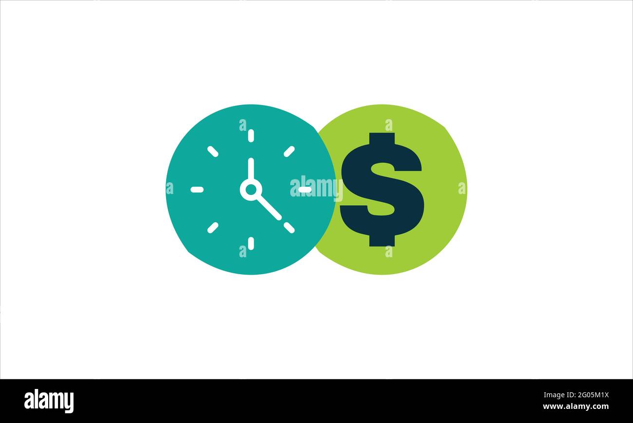 time is money icon logo design vector  template illustration Stock Vector