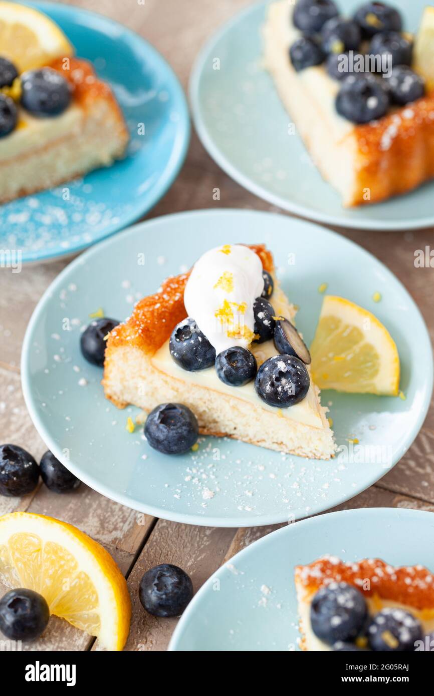 Blueberry Cake With Lemon Zest Stock Photo Alamy