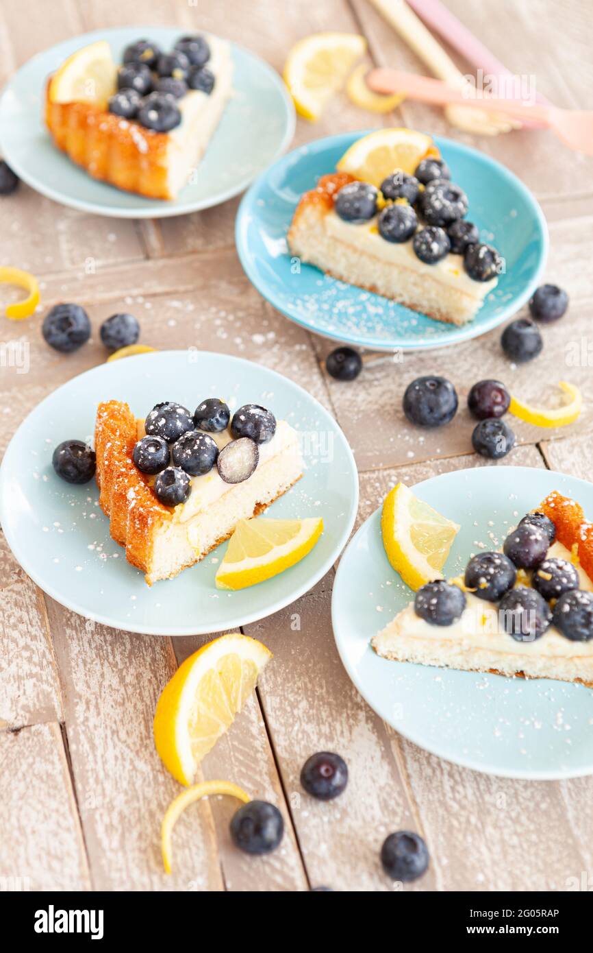 Blueberry Cake With Lemon Zest Stock Photo Alamy