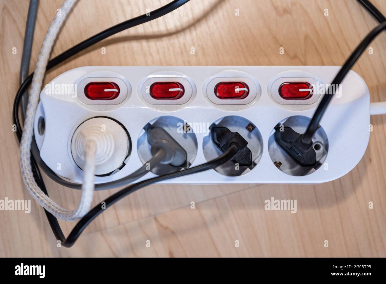 Multiple Socket Outlet And Switch Closeup Multiple Socket Stock