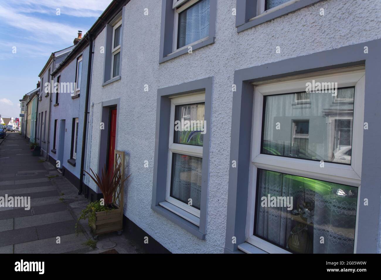 Terraced or row houses in Narberth, Pembrokeshire, Wales Stock Photo