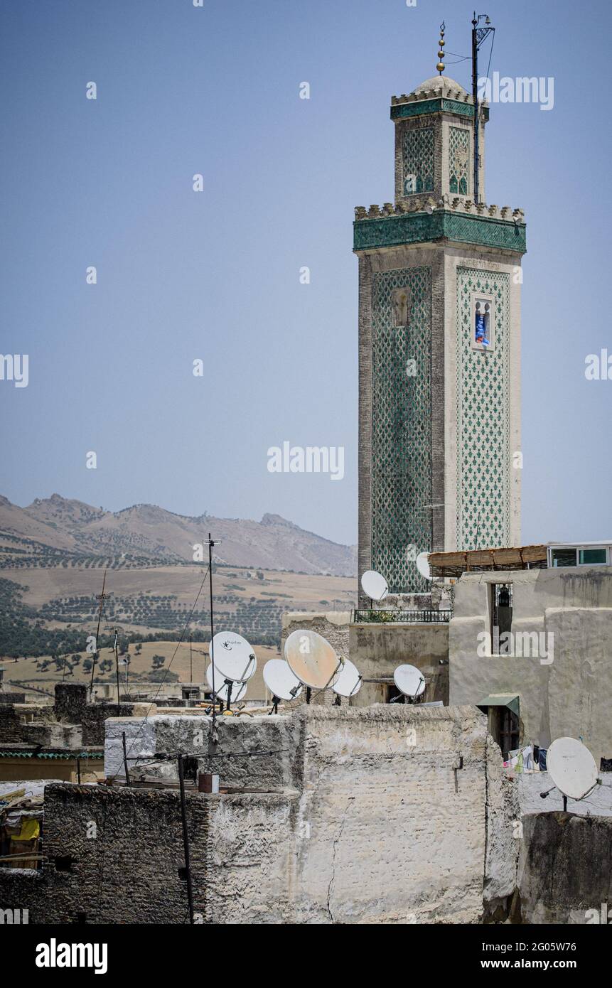Sight of fez and the minaret tower Stock Photo