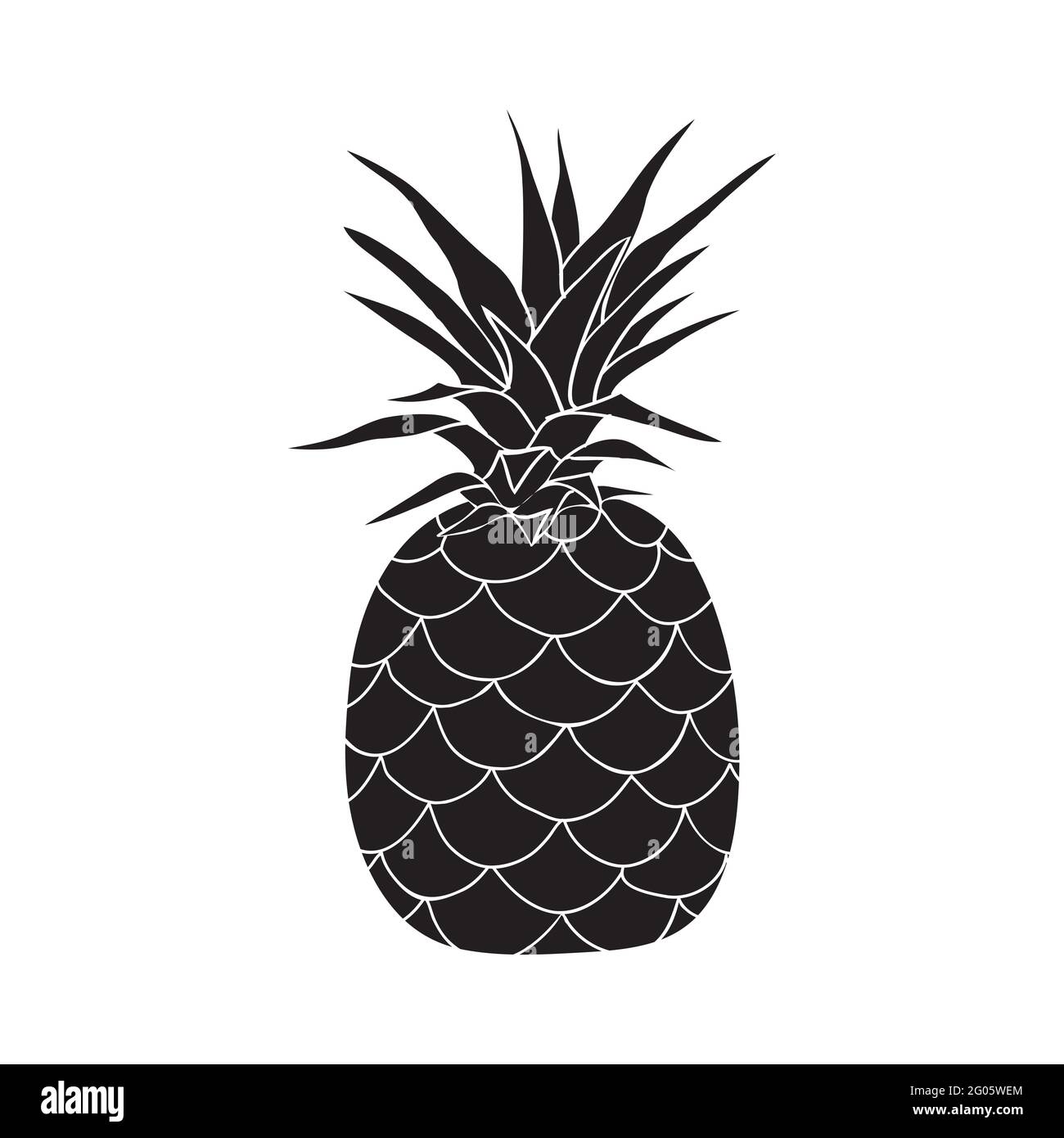 Pineapple vector illustration of pineapple tropical fruit, black and