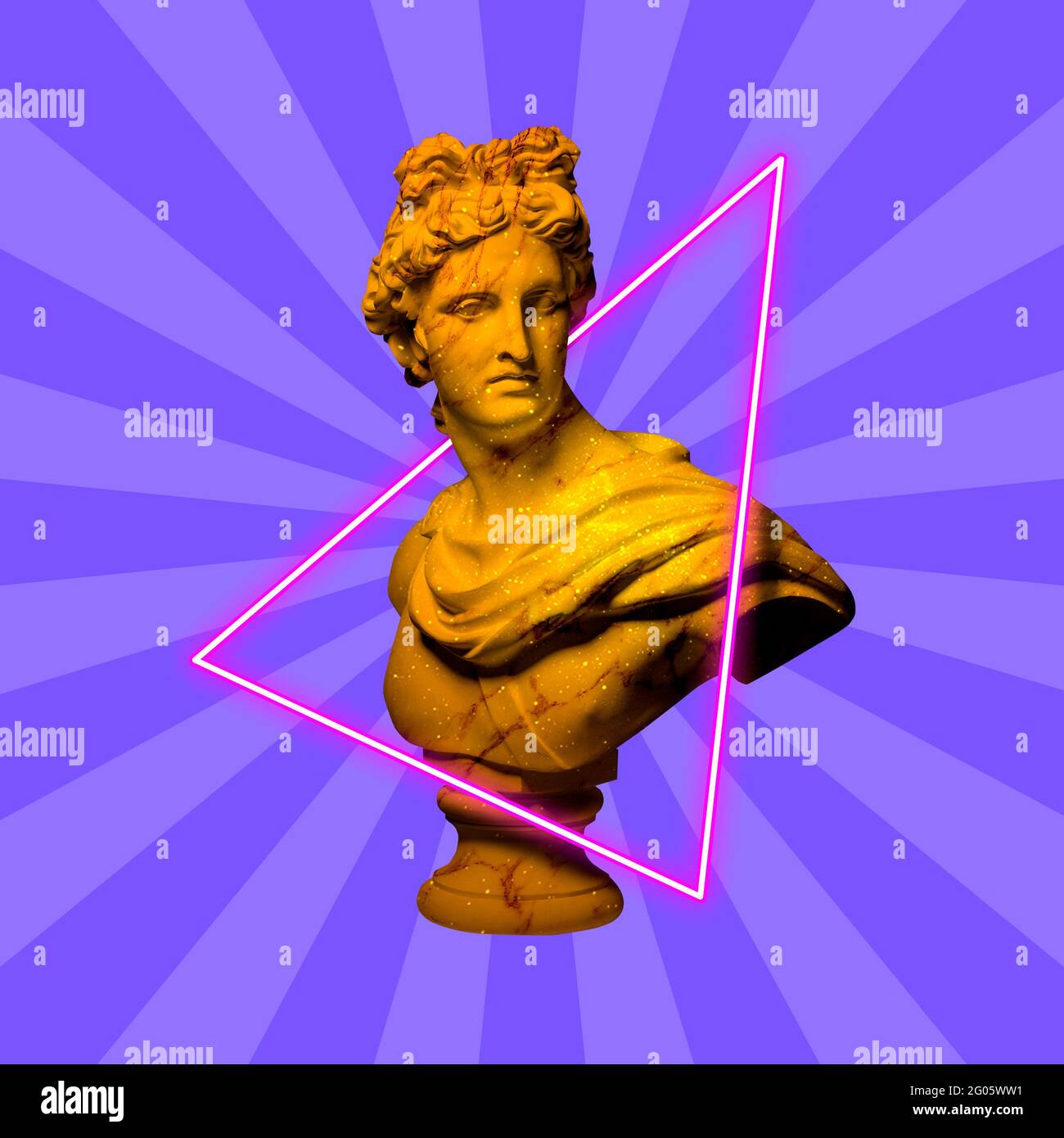 Modern conceptual artwork with ancient statue. Contemporary art collage