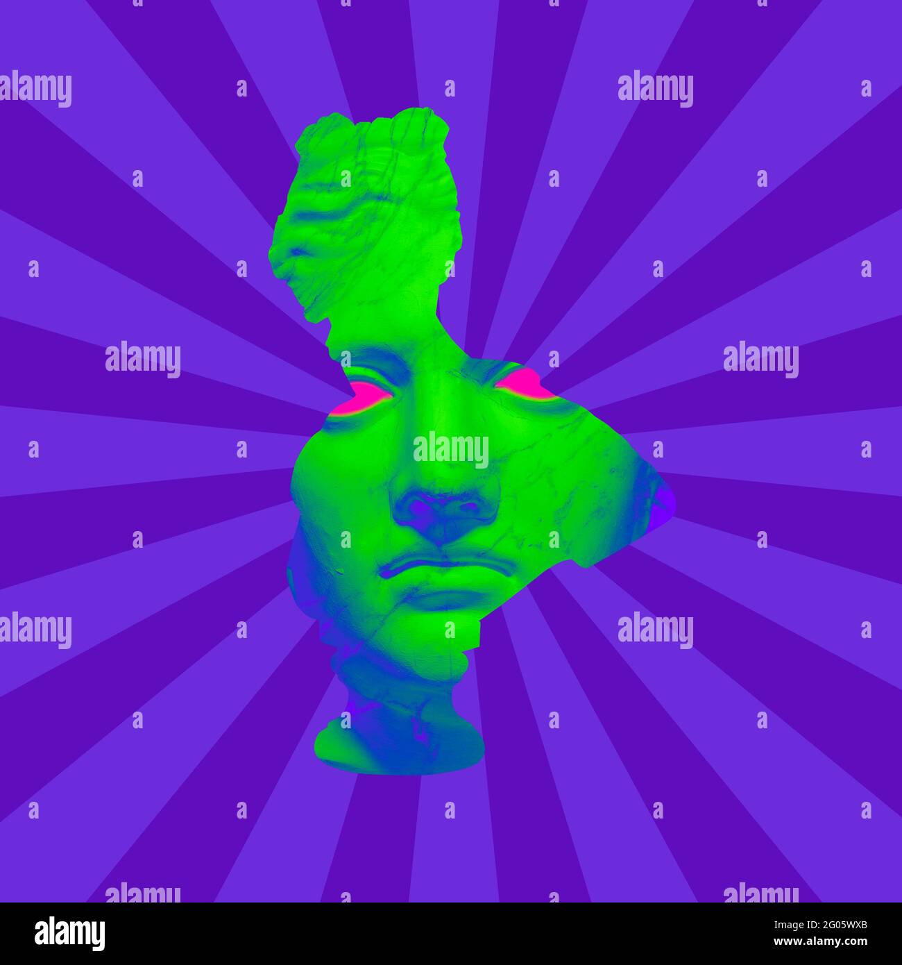 Modern conceptual artwork with ancient statue. Contemporary art collage