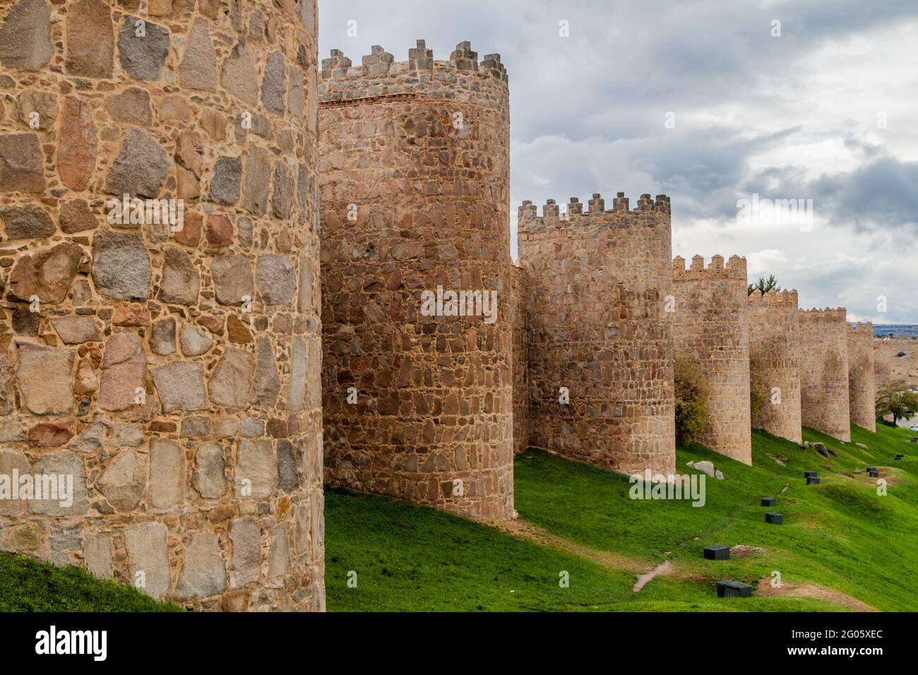 Fortification walls of the old town in Avila, Spain. Stock Photo