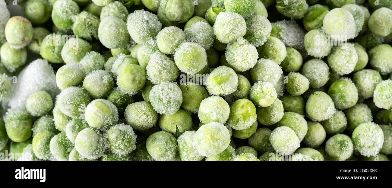 Frozen green peas background Stock Photo