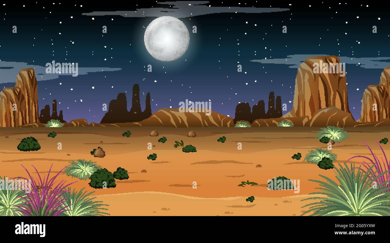 Nature forest landscape at night scene illustration Stock Vector Image ...