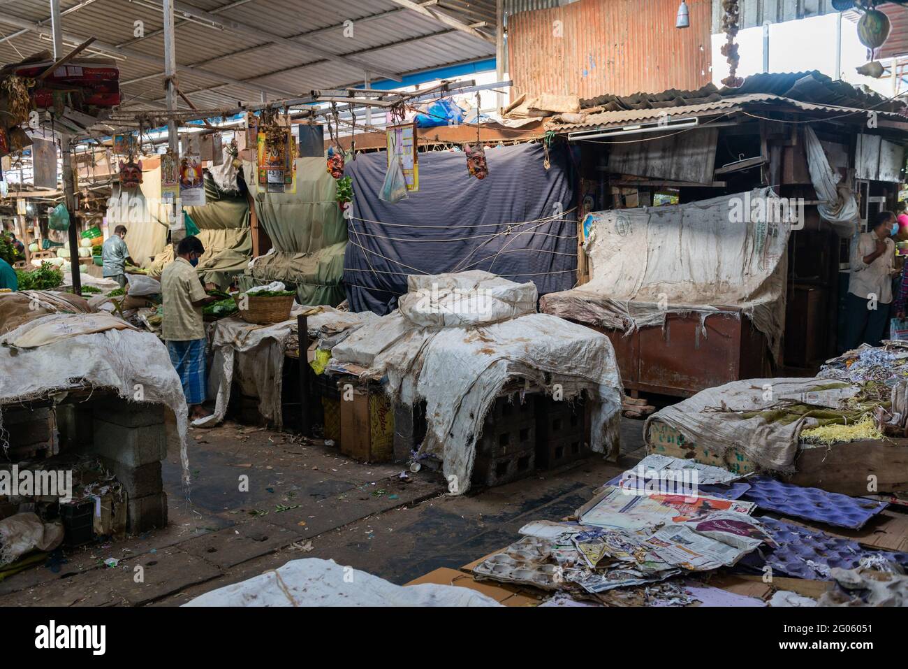 PONDICHERRY, INDIA June 2021 Fruit and vegetables market during the