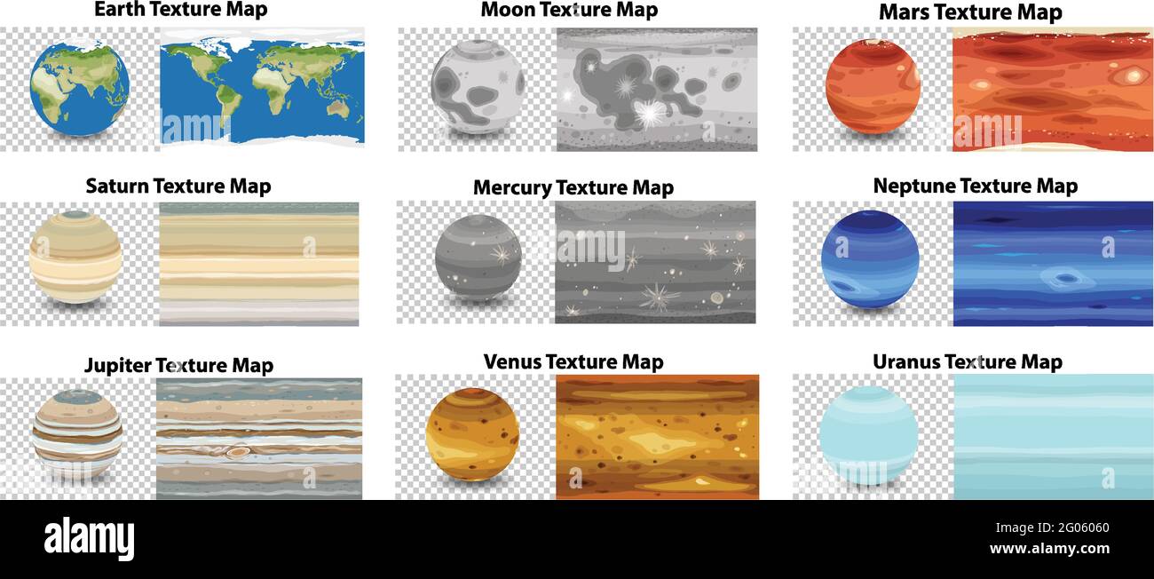 Set of different planet texture map illustration Stock Vector Image ...