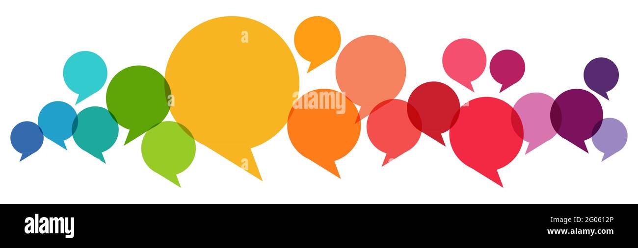 eps vector illustration of colored speech bubbles in a row with space ...
