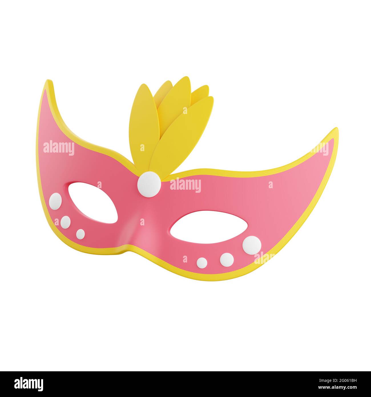 Carnival mask 3d render illustration. Pink face masquerade mask