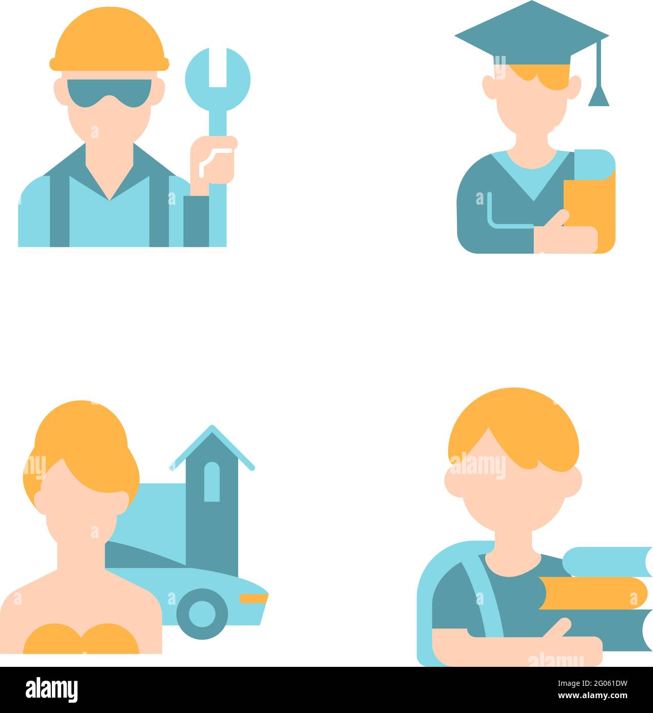 People avatars vector flat color icon set Stock Vector