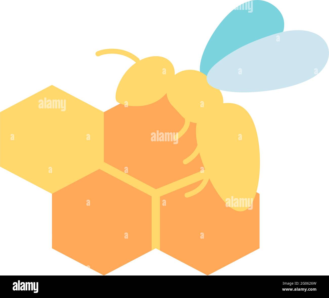 Honey bee and combs vector flat color icon Stock Vector