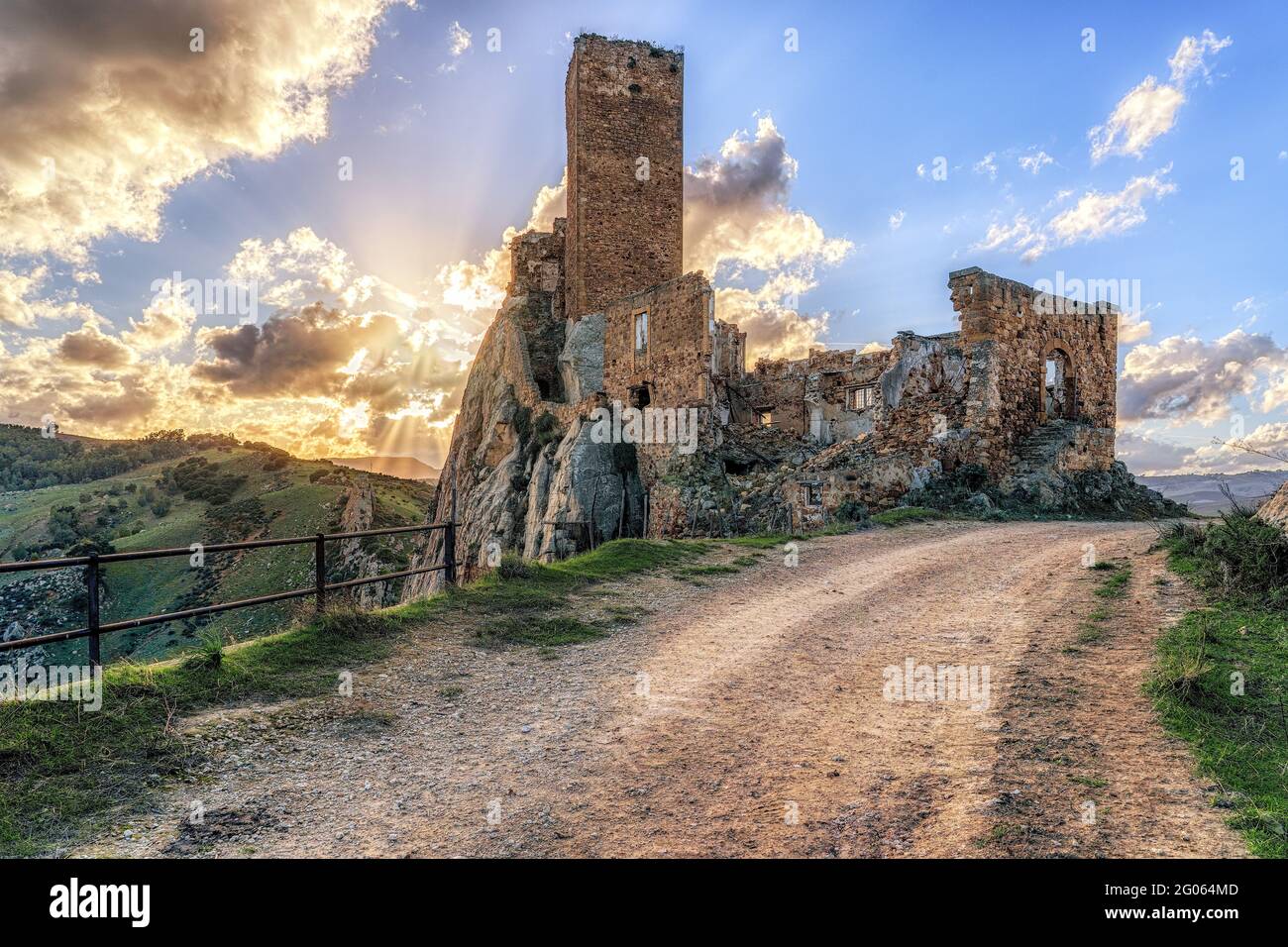 The Gresti or Pietratagliata castle, 14th century, is located in the territory of Aidone, precisely in the Gresti district, almost in the center of th Stock Photo