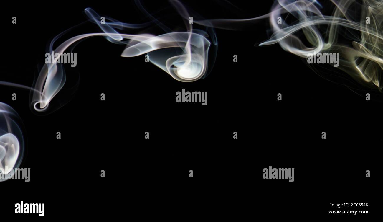 Abstract colorful smoke frame with smooth shape in black background ...