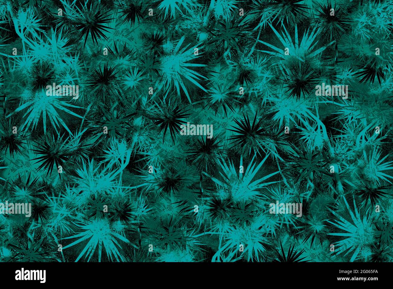 Seamless pattern with Abstract Foliage motifs in green tones Stock Photo