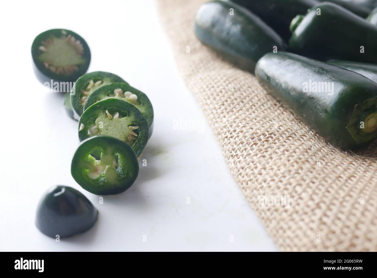 slice of Jalapeno peppers on white background Stock Photo Alamy