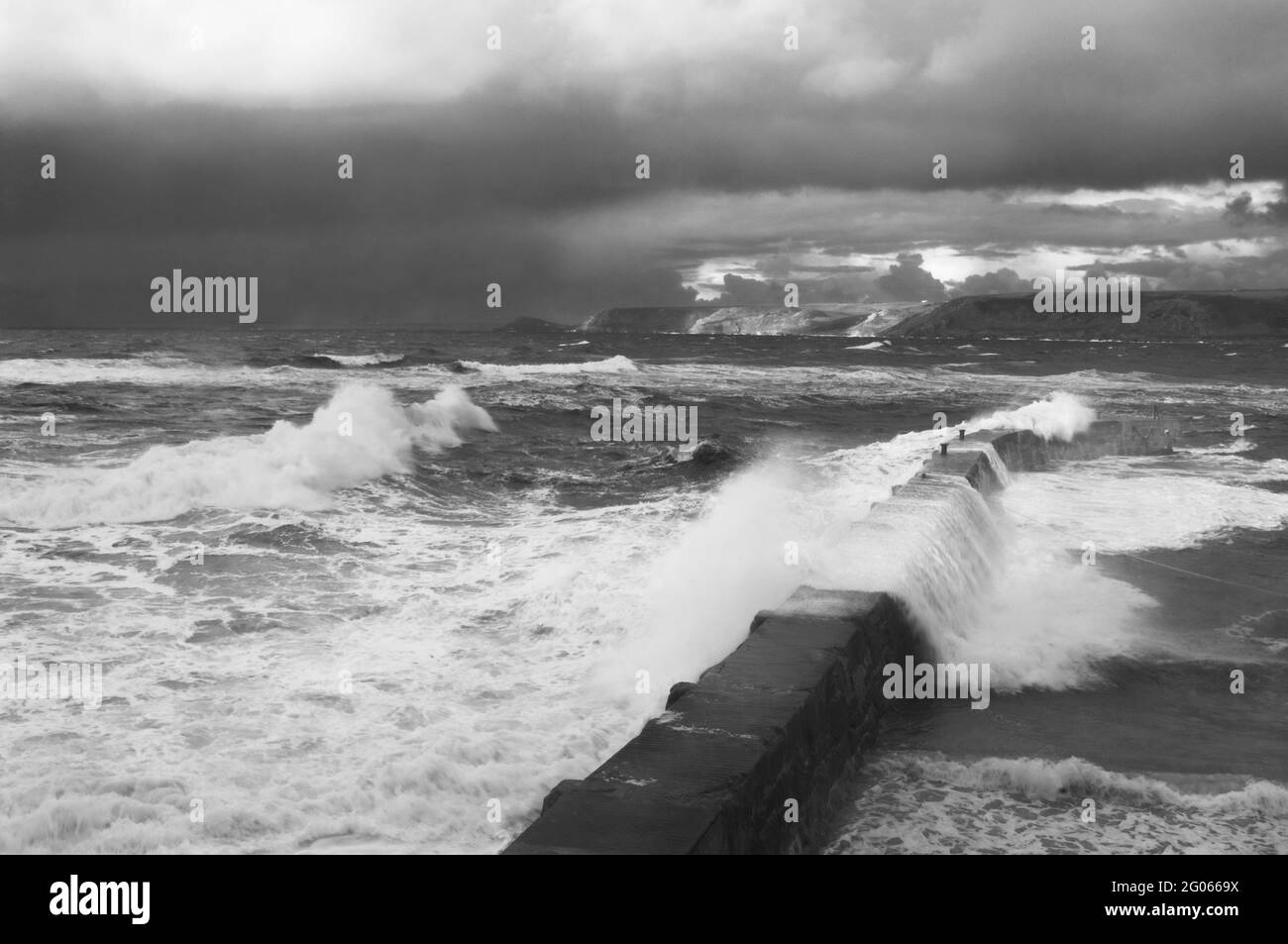 Storm at Sennen Cove, Cornwall, UK - John Gollop Stock Photo