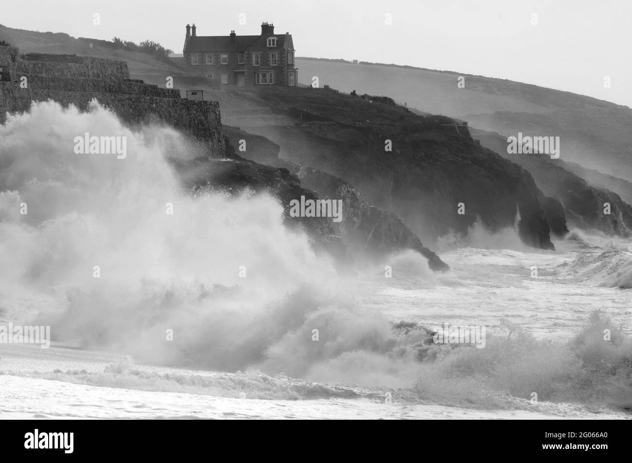 Storm, Porthleven, Cornwall, UK - John Gollop Stock Photo