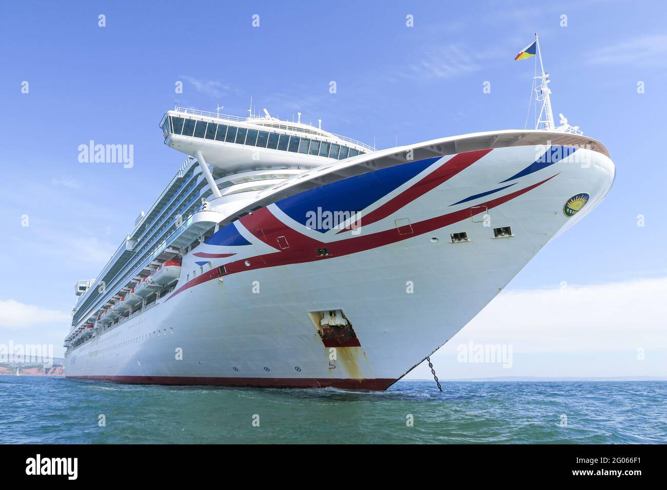 The P&O Cruise Liner 'Ventura' Moored In Labrador Bay, Teignmouth, Devon Stock Photo