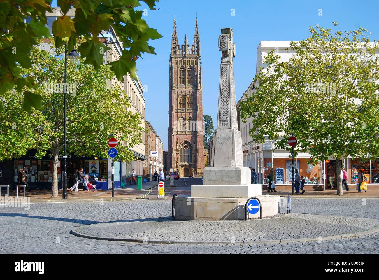 The War Memorial and town centre, Fore Street, Taunton, Somerset, England, United Kingdom Stock Photo