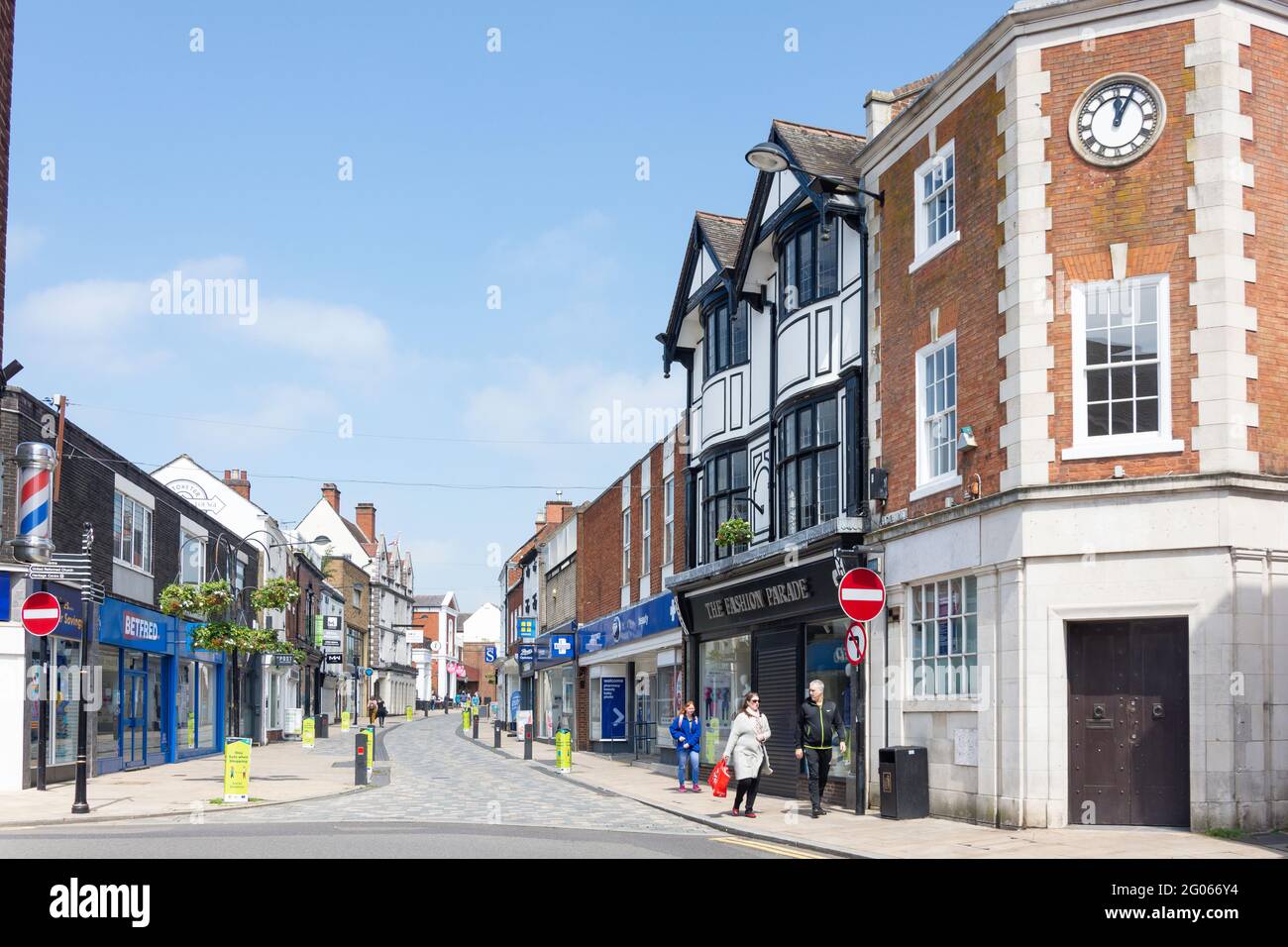 Pedestrianised High Street, Uttoxeter, Staffordshire, England, United Kingdom Stock Photo