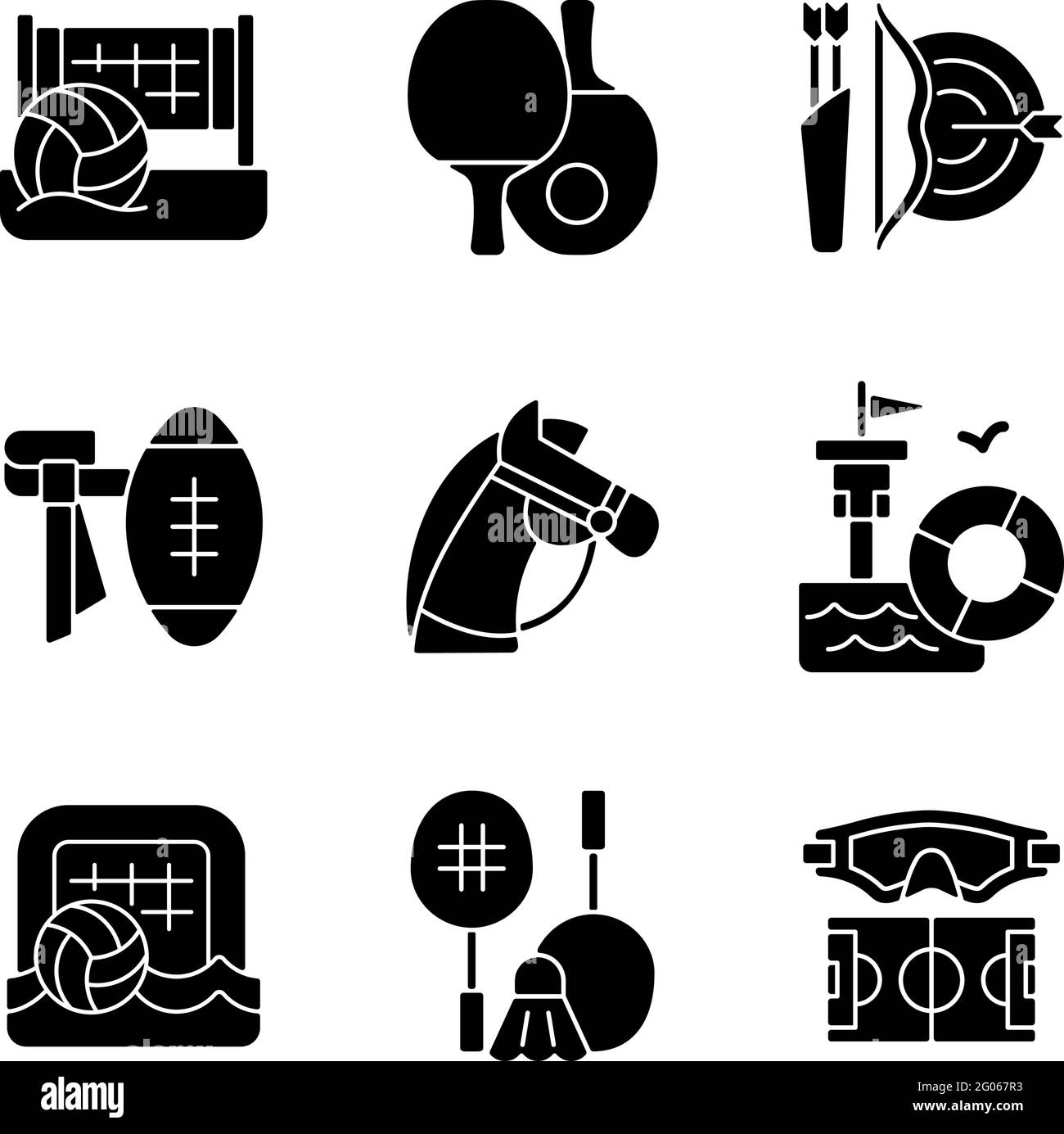 Summer Camp Activities Black Glyph Icons Set On White Space Stock Vector Image Art Alamy
