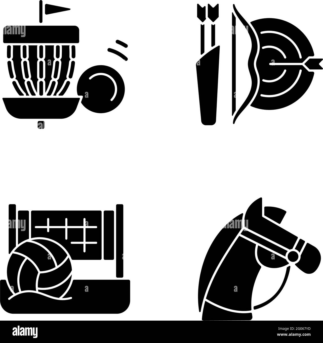 Summer Camp Activities Black Glyph Icons Set On White Space Stock Vector Image Art Alamy