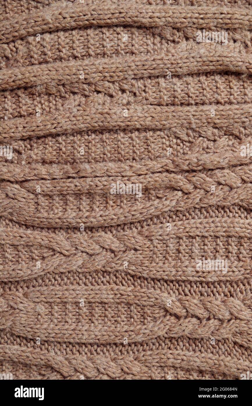 Knitted texture. Pattern fabric made of wool. Background Stock Photo